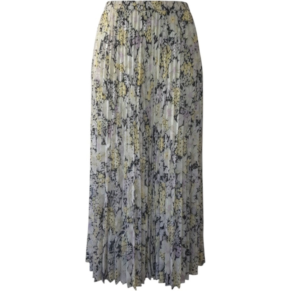 Chaps Floral Pleated Midi Skirt XL Navy Yellow Lavender NWT Cottagecore